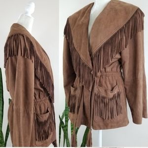 🎉HP VTG 90s Saks Fifth Avenue Leather Fringe Jacket